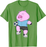 Snabdesign84 Pig Soccer player Soccer Sports T-Shirt - Grass Green