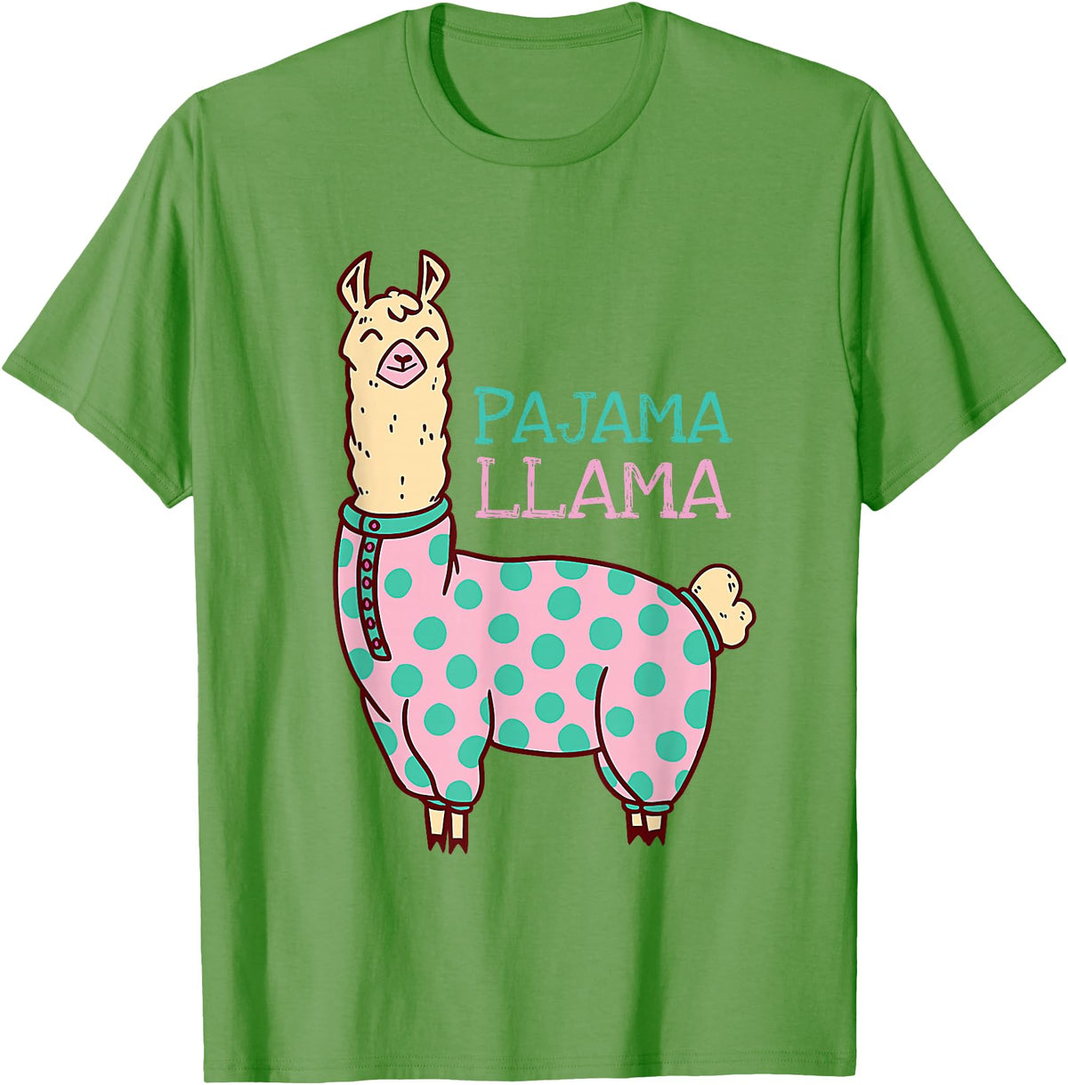 Cool Llama lovers Pyjama day Pajama Llama Cute Llama Pajama Alpaca Kids Women Girl T-Shirt - Grass Green