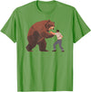 Outdoor lover funny outfits Bear Challenge - Funny Man Against Wild Bear Fighting T-Shirt - Grass Green