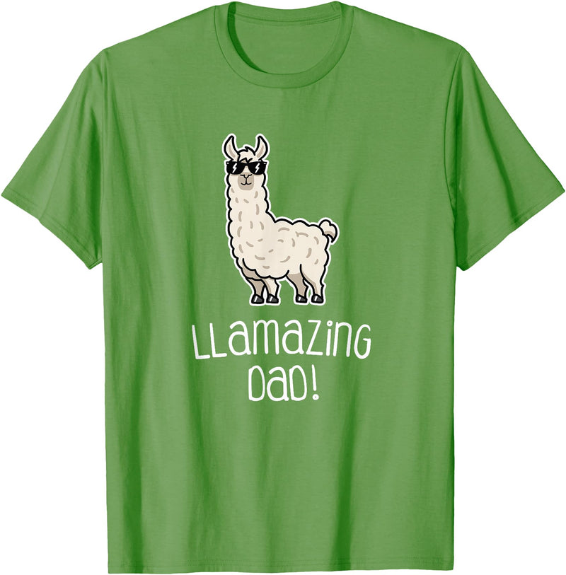 Llama Apparel Co. Dad T Shirt Llamazing Llama Father Funny Family Cool Gifts T-Shirt - Grass Green