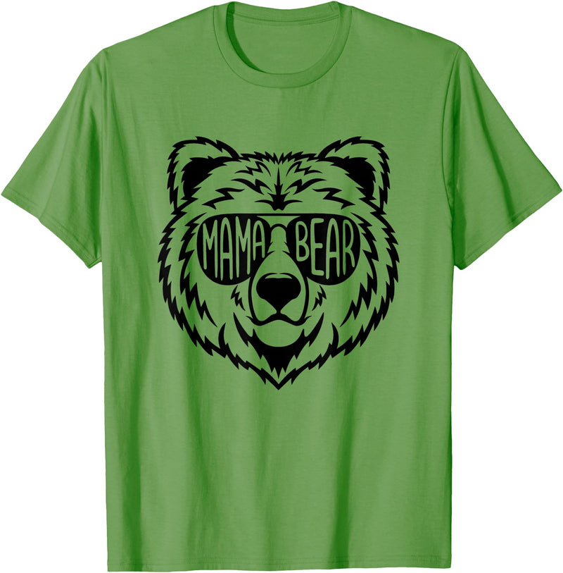 Funny Mothers Mama Bear Face Mama Bear Face Sunglasses Mother Mom Mommy T-Shirt - Grass Green