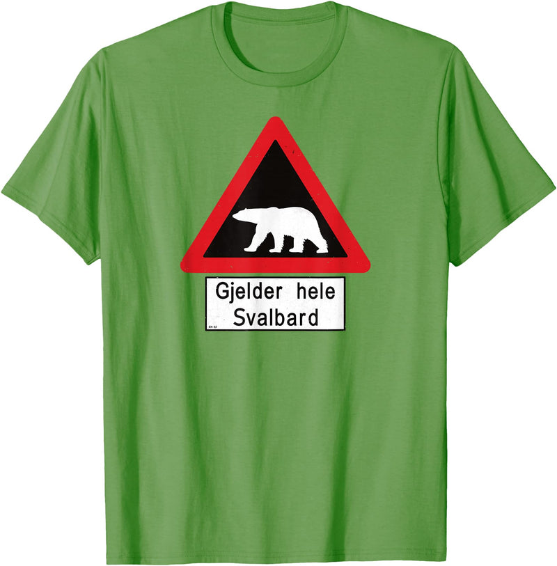 Svalbard T-Shirt Co. Svalbard T Shirt Polar Bear Sign Gjelder hele Norway T-Shirt T-Shirt - Grass Green