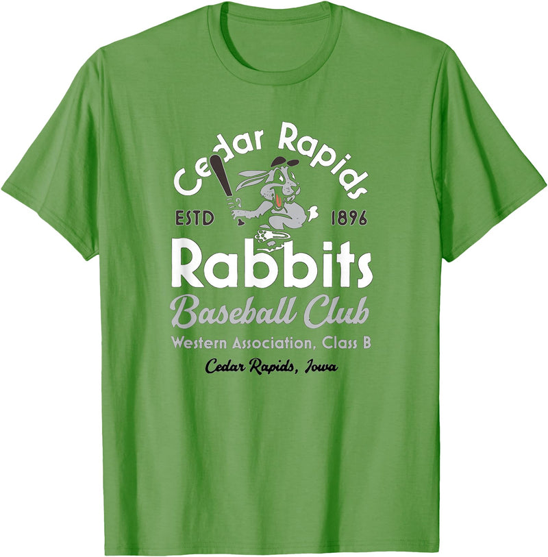 Vintage Cedar Rapids Iowa Rabbits Defunct Baseball Team T-Shirt in Grass Green