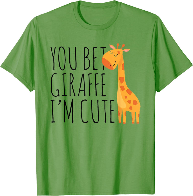 You Bet Giraffe I'm Cute, New Baby, Funny Baby T-Shirt - Grass Green