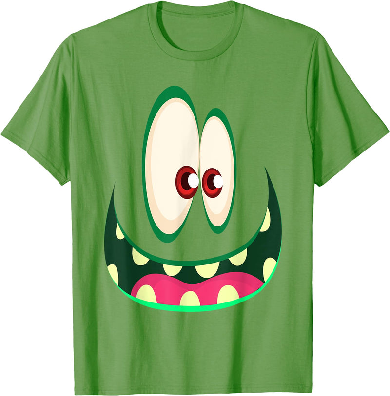 Monster Face Hallowee 2023 Cute Monster Face Halloween Funny Halloween Kids Adults T-Shirt - Grass Green