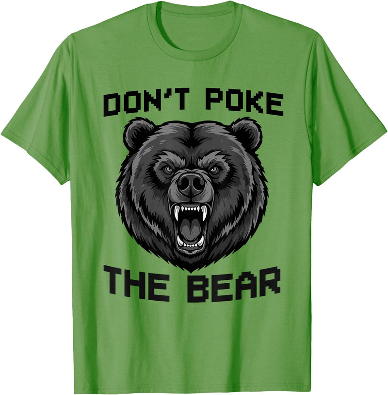 Vintage Wild Bear Attitude Graphic Tees Don’t Poke The Bear California Republic Grizzly Spirit T-Shirt - Grass Green