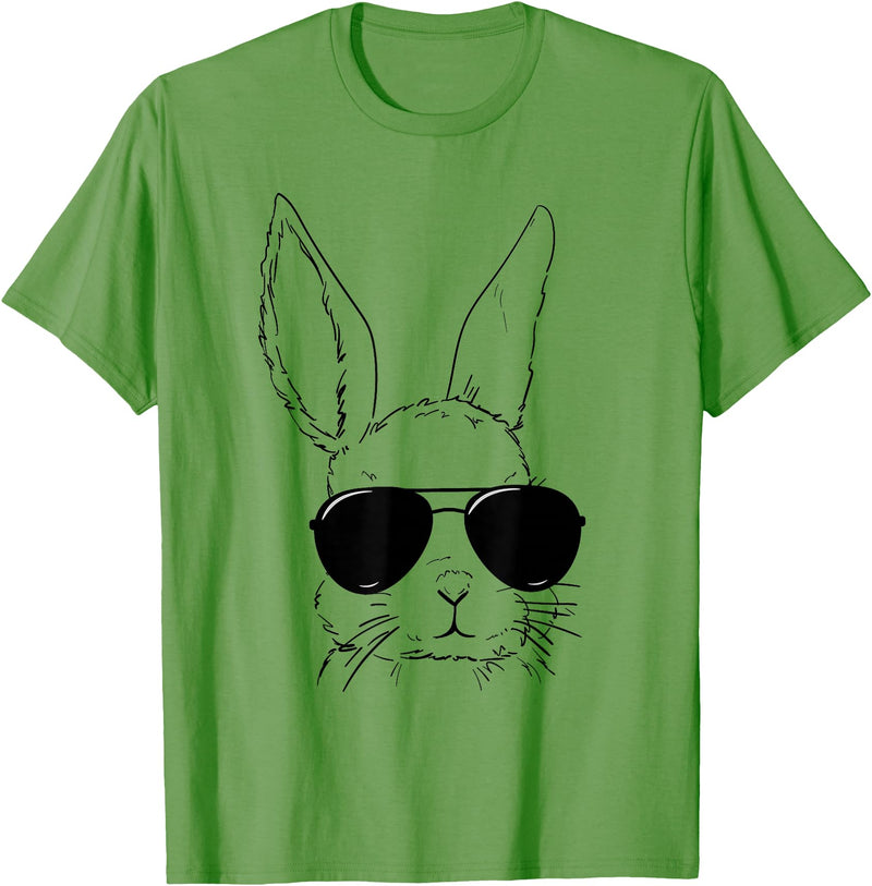 Easter Bunny with Glasses Funny Rabbit Easter Day Men Boys T-Shirt in Grass Green