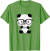 My Shirt Hub Cute Little Bear Panda Nerd with Glasses T-Shirt - Grass Green