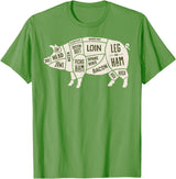 Pig & Pork Butcher Diagram Tees Pig & Pork Butcher Diagram Bacon Lover - T-shirt T-Shirt - Grass Green