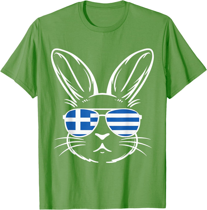 Greek Flag of Greece Orthodox Easter Rabbit Greek Easter T-Shirt in Grass Green