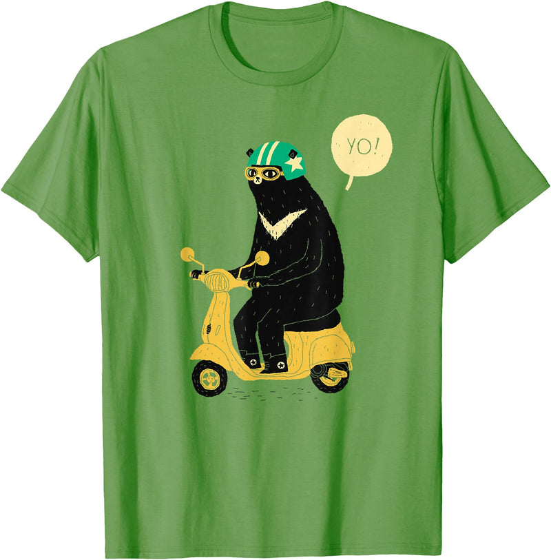 scooter bear tees Scooter Bear black bear T-shirt / taiwan bear shirt sun bear T-Shirt - Grass Green