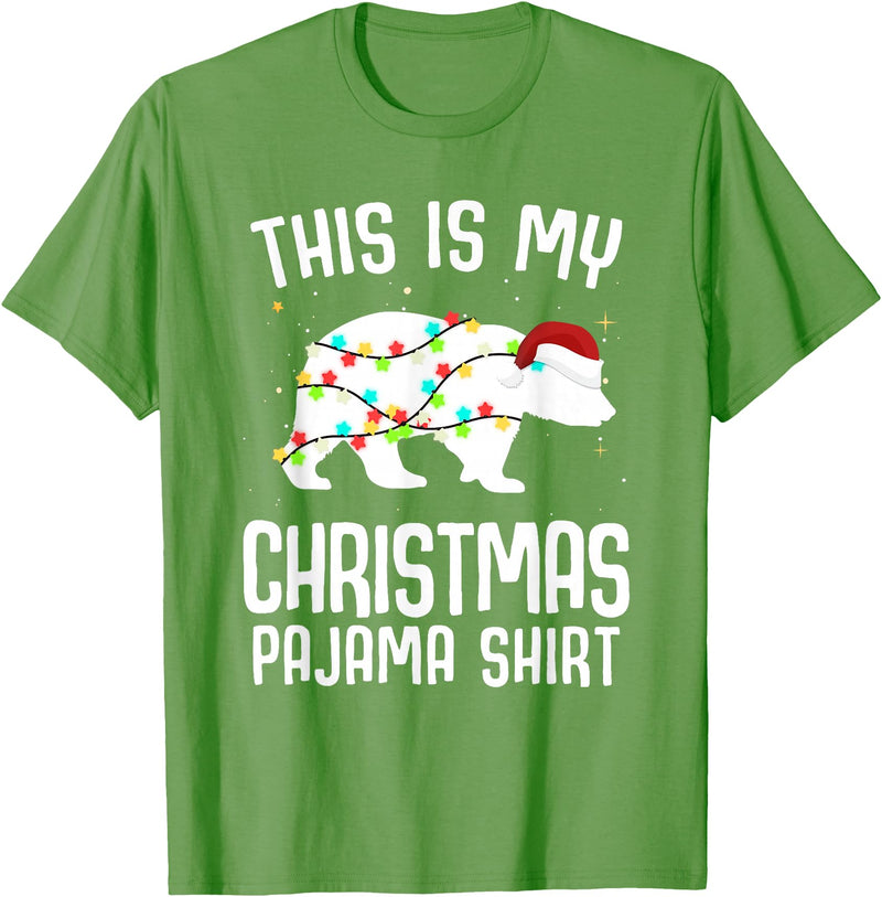 Funny Polar Bears Family Matching Wear Tees Polar Bear Christmas Pajama Santa Bear Lover T-Shirt - Grass Green
