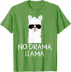 No Drama No Pob-Llama Alpaca Gifts No Drama Llama Alpaca with Sunglasses Llama Lovers Gift T-Shirt - Grass Green