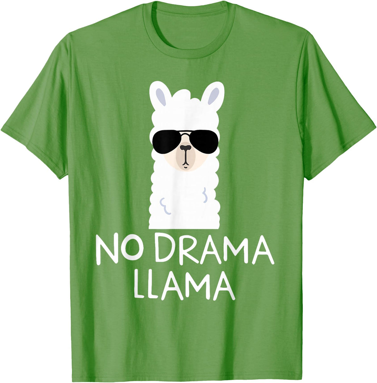 No Drama No Pob-Llama Alpaca Gifts No Drama Llama Alpaca with Sunglasses Llama Lovers Gift T-Shirt - Grass Green