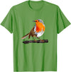 Robin Bird Ornithology Nerd Birding Watcher Robin Bird T-Shirt - Grass Green
