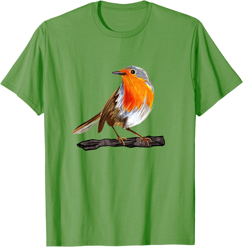 Robin Bird Ornithology Nerd Birding Watcher Robin Bird T-Shirt - Grass Green