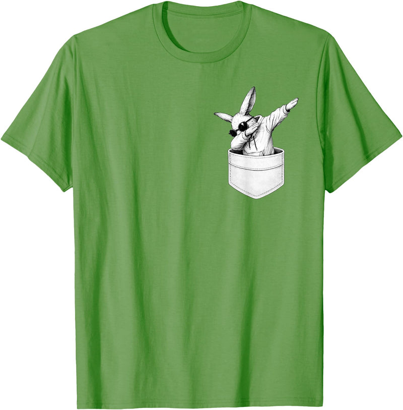 Easter Day Bunny in Pocket Cool Rabbit Men Women Kids T-Shirt in Grass Green