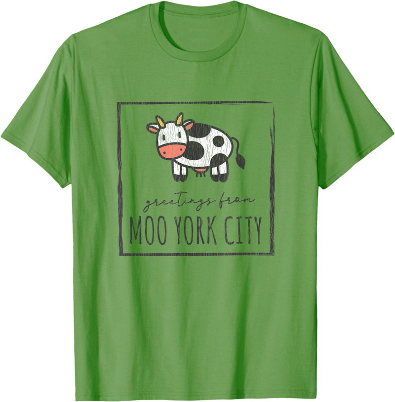 Grüße aus Moo York City - Lustiges Kuhmotiv Greetings from Moo York City - Funny Cow Motif with Saying T-Shirt - Grass Green