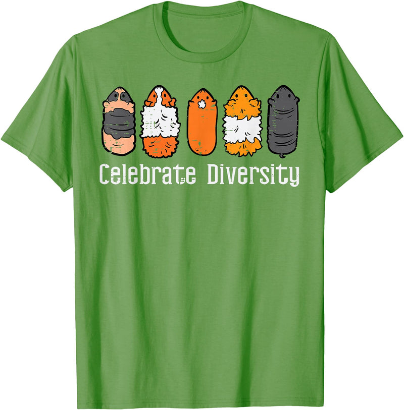 Guinea Pig Shirts For Men Women Kids Gift Guinea Pig Breeds Celebrate Diversity Cavy Men Women Kids T-Shirt - Grass Green