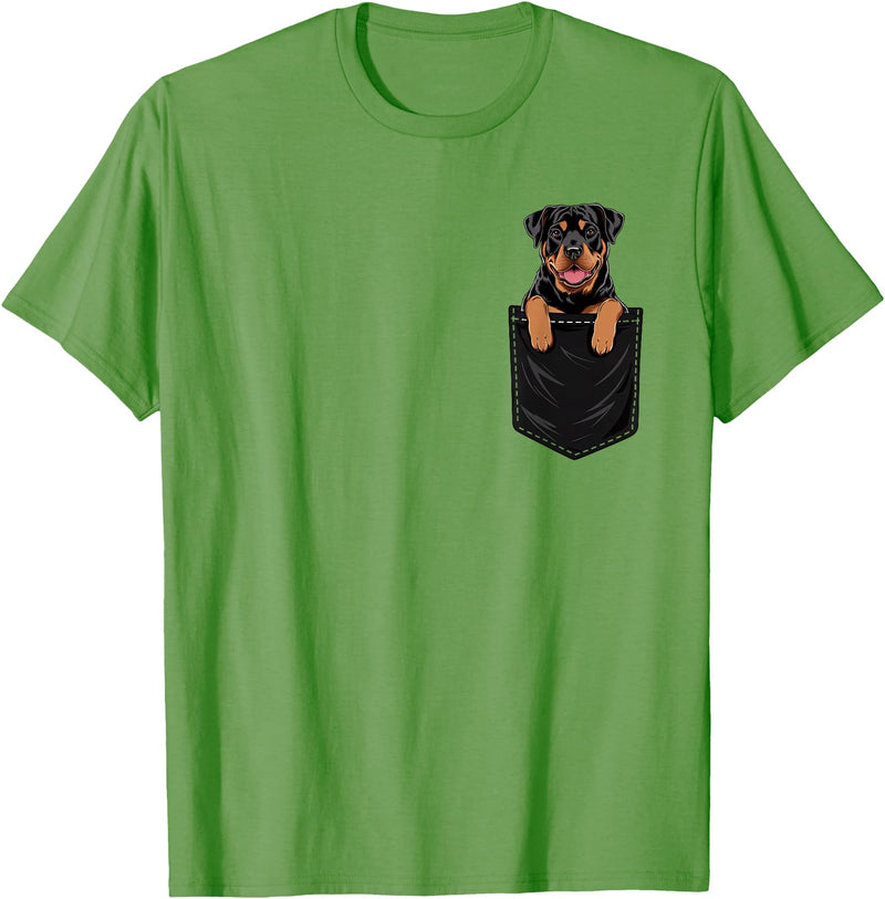 RottweilersBests Funny Rottweiler In Pocket Dog Mom Dad T-Shirt - Grass Green