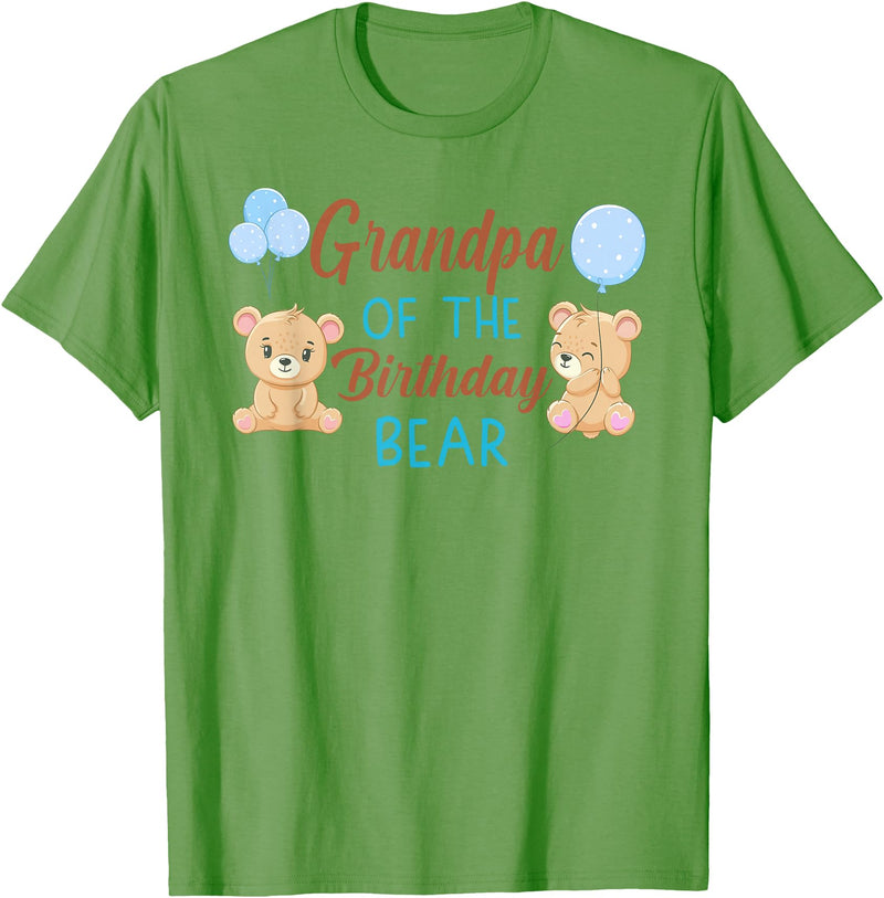 Family Birthday Bear Gifts Grandpa of The Birthday Boy Bear 1st Birthday Party Boy T-Shirt - Grass Green