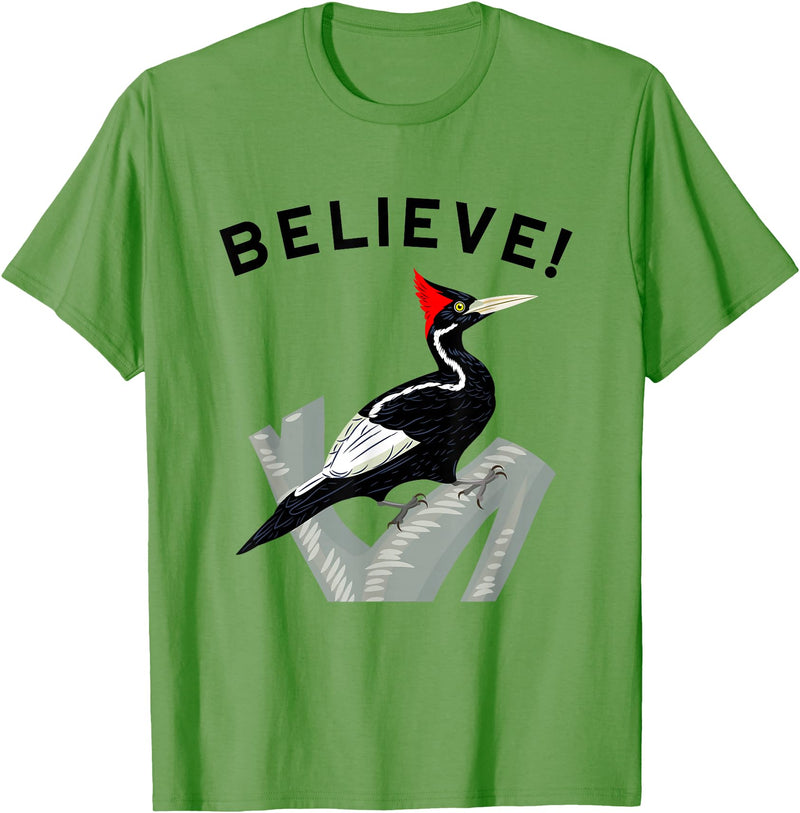 Birdwatching Gifts for Birders Endangered Ivory-Billed Woodpecker T-Shirt - Grass Green