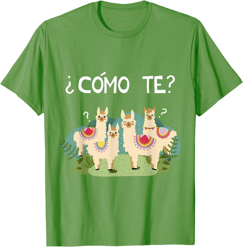 Spanish Shirt | Llama Tee | Funny Spanish Shirt Funny Spanish Tee, Como Te Llama, Llama Tshirt T-Shirt - Grass Green