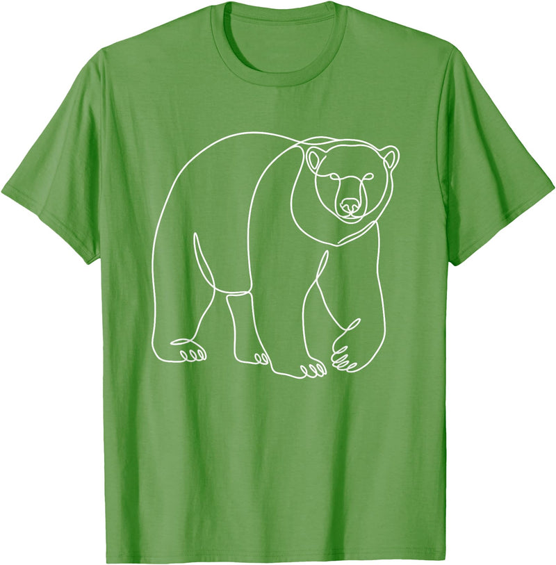 Modern Minimalist Wildlife Line Art Graphic Minimalist Polar Bear Single Line Art Drawing T-Shirt - Grass Green