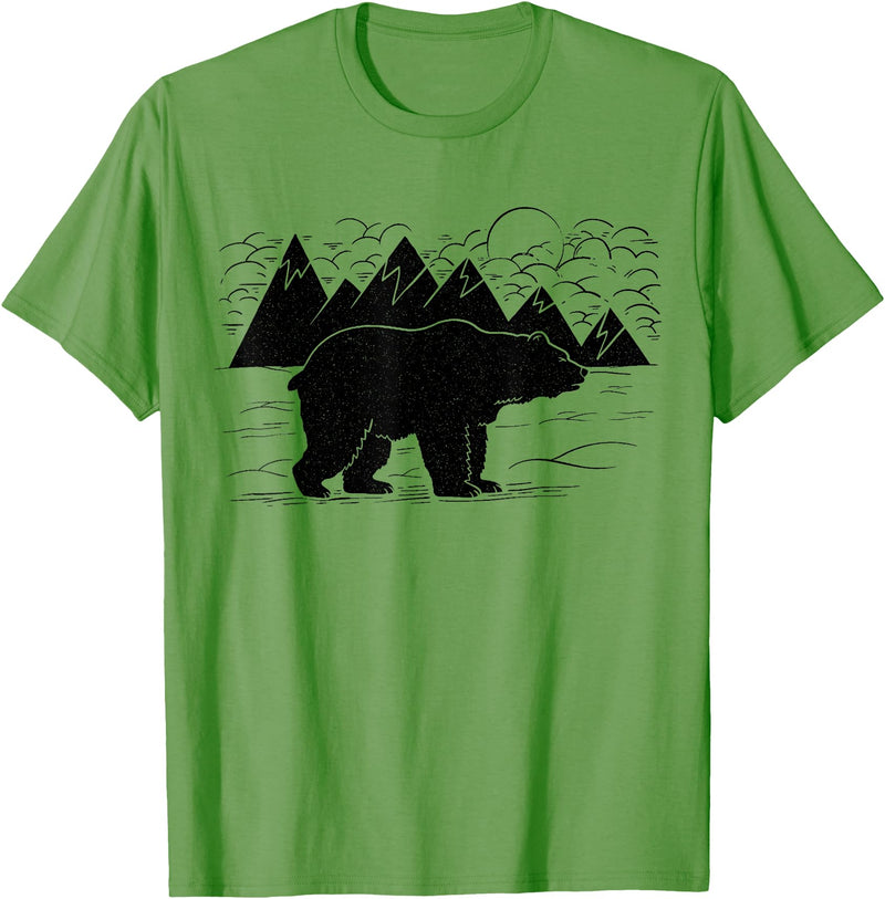 Black Bear Wildlife Animal Wilderness Graphic T-Shirt - Grass Green