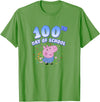 Peppa Pig George Pig 100th Day Of School Fun Confetti Pose T-Shirt - Grass Green