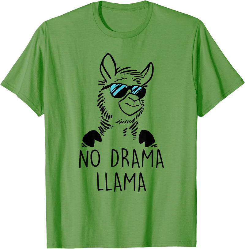 Pretees No Drama Llama Graphic Funny Llama T-Shirt - Women's Adult Unisex-Adults Grey Small Classic Fit Crew Neck Short Sleeve - Grass Green