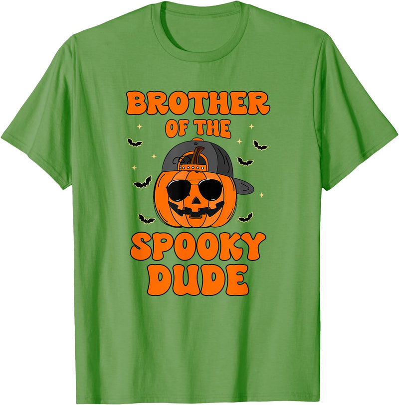 One Spooky Dude 1st Birthday Outfit For Family Brother of The Spooky Dude Halloween Pumpkin Birthday Family T-Shirt - Grass