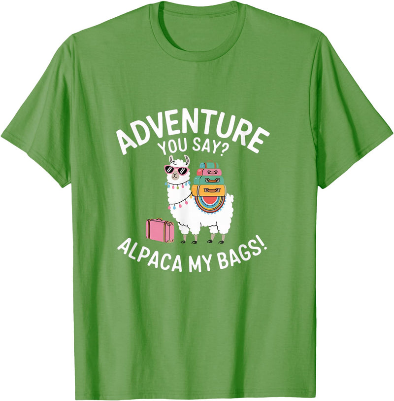 Novelty Alpacas Traveling Family Trip Joke Travel Funny Adventure You Say Alpaca My Bags Llama Women Saying T-Shirt - Grass Green