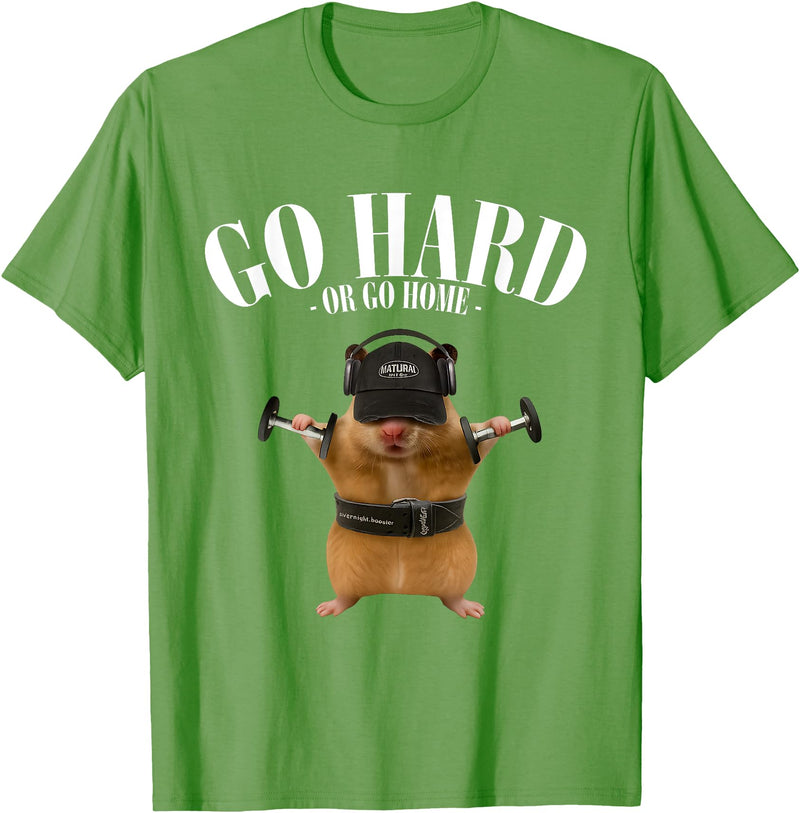 Hamster Deadlift Training Funny Cute Rat Weightlifting Meme T-Shirt - Grass Green