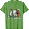 Forest Animals Designs Brown Bear Animal Watercolor Nature Lover Alphabet Letter B T-Shirt - Grass Green