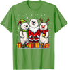 Christmas Polar Bear Santa Elf Reindeer Holiday Cute Christmas Polar Bears in Santa Elf and Reindeer Costume T-Shirt - Grass Green
