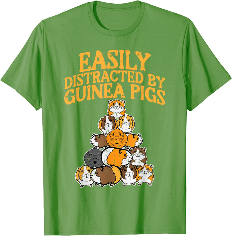 Guinea Pig Shirts For Men Women Kids Gift Easily Distracted by Guinea Pigs Funny Cavy Men Women Kids T-Shirt - Grass Green