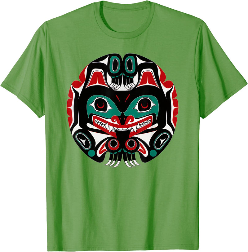 Tribal America Alaska Native American Art Tlingit Eagle Tribal Bear Clan T-Shirt - Grass Green