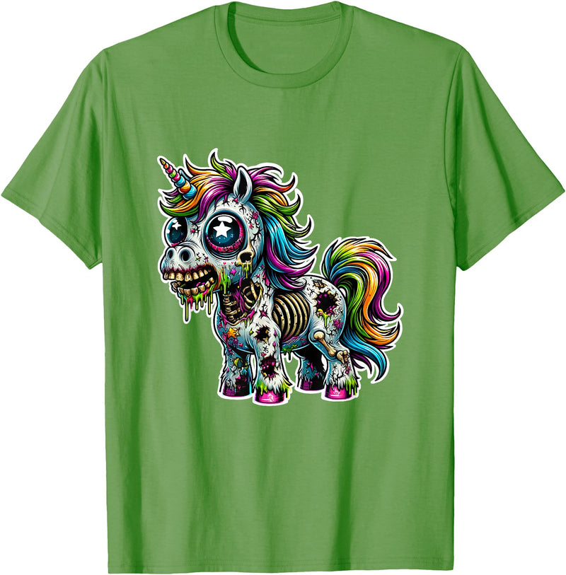 Cool Zombie Horror and Halloween Designs Scary Zombie Unicorn Scary Halloween Horror Monster Design T-Shirt - Grass Green