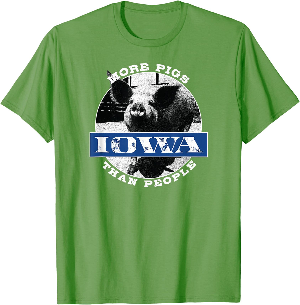 Iowa Gifts by LAD Graphics Iowa Gifts Fun Fact "Iowa More Pigs Than People" Cute Gift T-Shirt - Grass Green