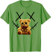 Rainbow Teddy bear with Barbed-wire-Face T-Shirt Cute Big Rainbow Teddy bear with Barbed-wire-Face smile T-Shirt - Grass Green