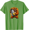 I Hate Wisconsin Tees Angry Bear Grating Cheese Grater Hater T-Shirt - Grass Green