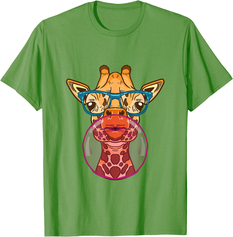 BoredKoalas Giraffe Giraffe Glases Bubblegum Funny Animal Chewing Gum Girls T-Shirt - Grass Green