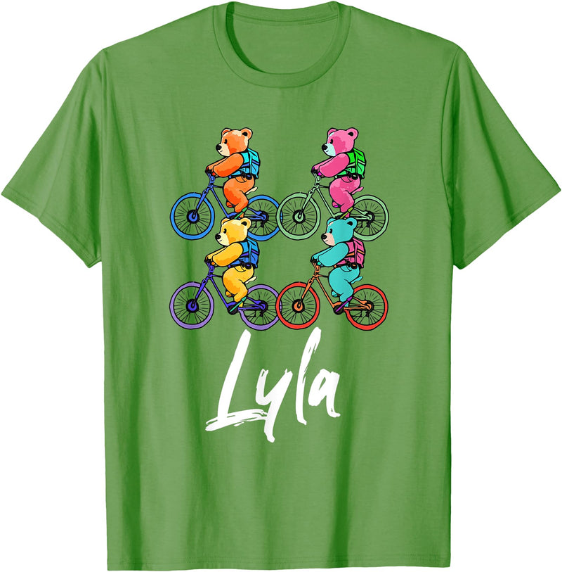 Teddy Bears Cuteness Gear Lyla Cute Teddy Bears And Bikes Bicycle Design T-Shirt - Grass Green