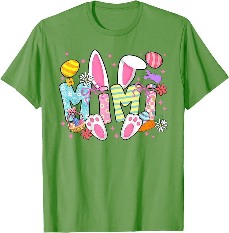Easter Mimi Bunny Ears Coquette Bow Easter Rabbit Women T-Shirt in Grass Green