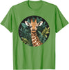 Nature Wildlife Giraffe Safari Jungle Giraffe With Tropical Jungle Leaves T-Shirt - Grass Green