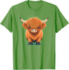 Scottish Highland Cow Cute Highland cattle Cow Funny Highland Cow T-Shirt - Grass Green