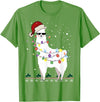 Christmas Llama Santa Hat Ugly Xmas Tee Christmas Llama Santa Hat Ugly Xmas Tree Alpaca Gift T-Shirt - Grass Green