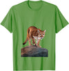 Mountain Lion Prowling and almost about to attack Mountain Lion on The Hunt and About to Pounce T-Shirt - Grass Green