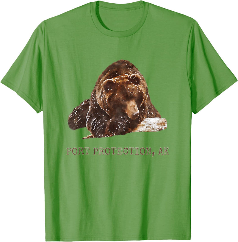 Port Protection Alaska Wild Grizzly Bear Nature Port Protection Brown Grizzly Bear In Snow Alaska Pacific NW T-Shirt - Grass Green